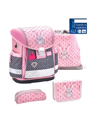 Belmil 4tlg-Set: Schulranzen Bunny in Rose – (H)36 x (B) 32 x (T) 19 cm