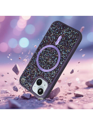 cadorabo Hülle für Apple iPhone 15 Glitzer Schutzhülle in Lila