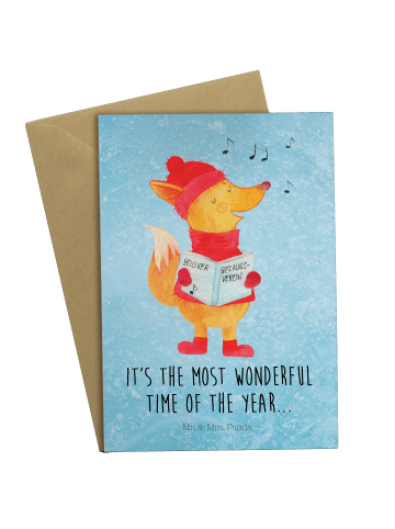 Mr. & Mrs. Panda doppelkarte Fuchs Sänger mit Spruch in Eisblau