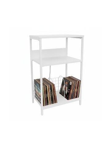 relaxdays Plattenspieler Tisch in Weiß - (B)40 x (H)65 x (T)30 cm