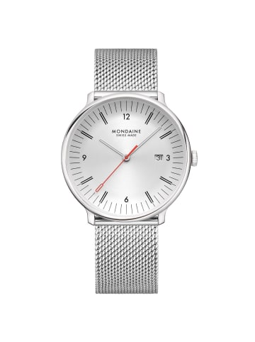 Mondaine Herren-Quarzuhr Doppio mit Meshband Silber