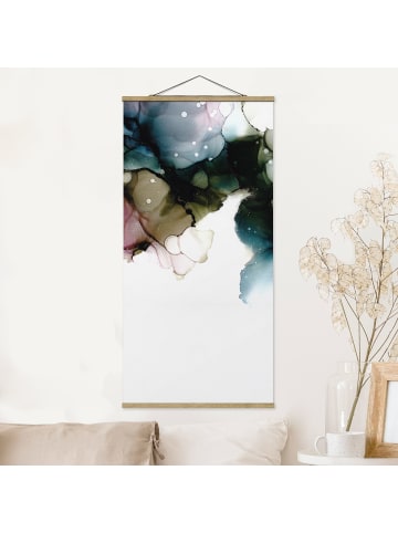 WALLART Stoffbild mit Posterleisten - Blumenbogen mit Gold in Blau