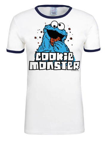 Logoshirt T-Shirt Cookie Monster in weiss-dunkelblau