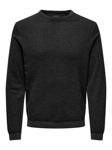 Only&Sons Lässiger Pullover Feinstrick Design Sweater ONSTAPA in Dunkelgrau