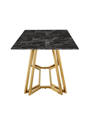 SalesFever Esstisch modern 160x90 cm mit Marmoroptik und Metallgestell in Schwarz