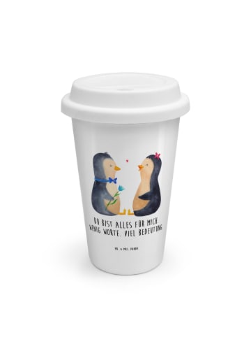 Mr. & Mrs. Panda To Go Becher Pinguin Pärchen mit Spruch in Weiß