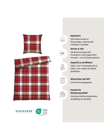 Schiesser Feinbiber Bettwäscheset Metor – 2-teilig in Rot