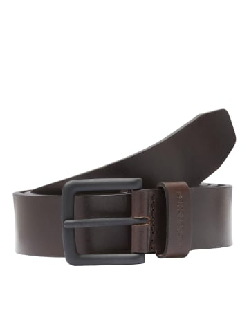 Jack & Jones Legerer Echtleder Gürtel Klassischer Leather Belt JACROMA in Dunkelbraun