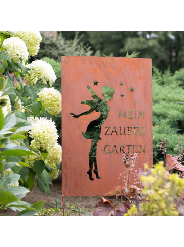 UNUS Gartenschild Rost Zaubergarten in Braun