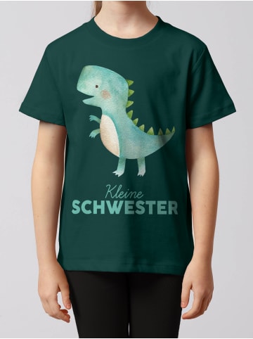 wat? Apparel T-Shirt Dinosaurier 03 Kleine Schwester in Dunkelgrün