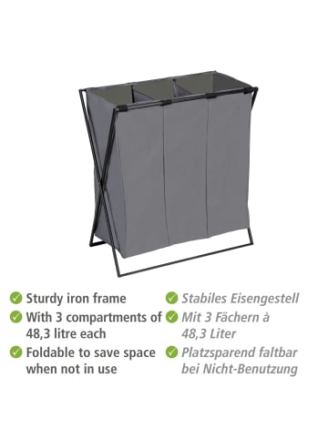 Wenko Wäschesammler Trio XL Grau, Wäschesammler Mod. Trio XL Grau in Grau