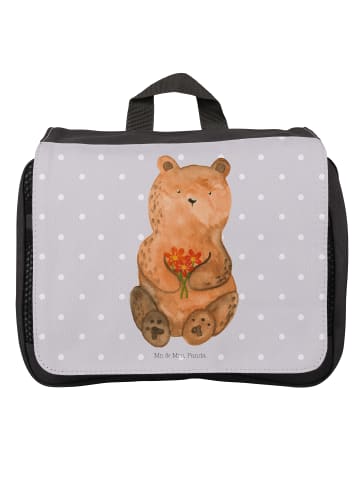 Mr. & Mrs. Panda Kosmetiktasche Bär Dankbar ohne Spruch in Grau Pastell