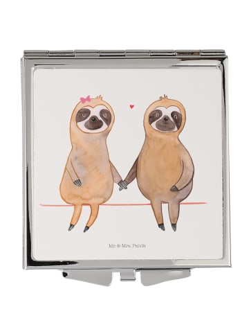 Mr. & Mrs. Panda Schminkspiegel Faultier Pärchen ohne Spruch in Weiß