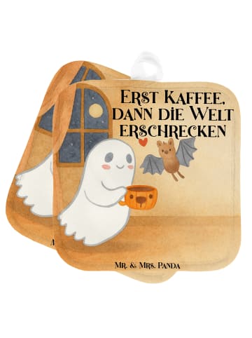 Mr. & Mrs. Panda Ofenhandschuhe Gespenst Kaffee Design mit Spruch in Weiß