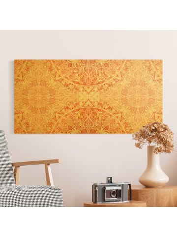 WALLART Leinwandbild Gold - Mandala Aquarell Ornament orange in Orange