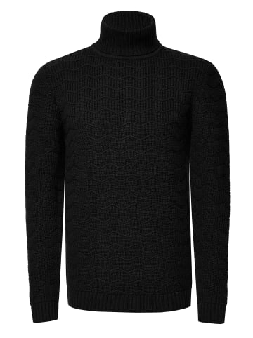 Rusty Neal Schwerer Grobstrick Rollkragen-Pullover in Schwarz