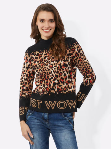 WITT WEIDEN Pullover in schwarz-camel-gemustert