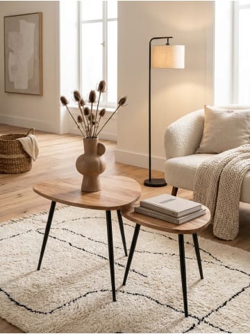 KADIMA DESIGN Satztisch 2er-Set | Akazie Premium, Metall, Industrial