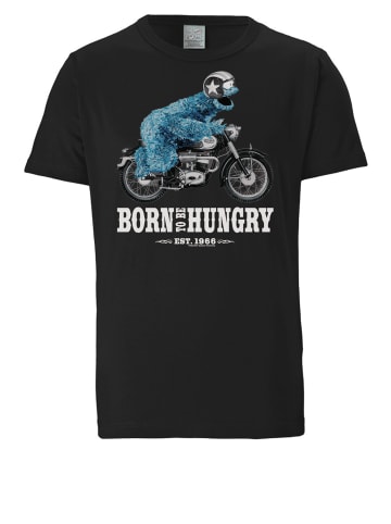 Logoshirt T-Shirt Sesamstraße - Krümelmonster Motorrad in schwarz