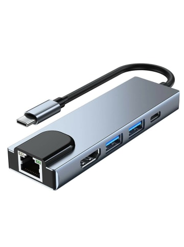 TechProtect 5in1 Multifunktionsadapter V3 USB-C – USB-A / USB-C / HDMI / in Grau