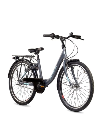 S'COOL Kinderfahrrad - chiX 24 Zoll 3-Gang | ab 8 Jahre - Dark Grey/Aqua