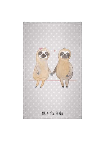 Mr. & Mrs. Panda Gästehandtuch Faultier Pärchen ohne Spruch in Grau Pastell