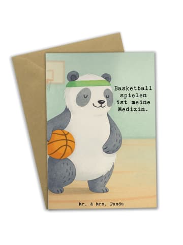 Mr. & Mrs. Panda Klappkarte Panda Basketball Design mit Spruch in Weiß
