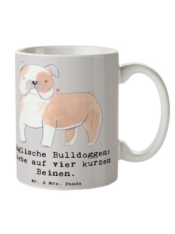 Mr. & Mrs. Panda Kaffeebecher Englische Bulldogge Liebe mit Spruch in Grau Pastell