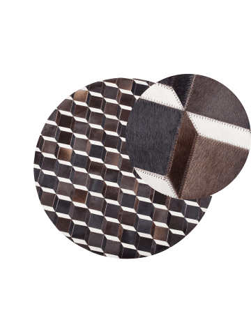 Beliani Patchwork ALPKOY in Schwarz/Braun/Weiß - (W) 140 x (H) 0.6 x (L) 140 cm
