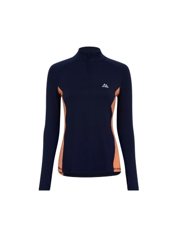 DANISH ENDURANCE Langarmshirt Half Zip in navy/peach