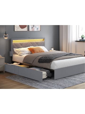VASAGLE Bettgestell Mazey in Grau - (B)149 x (H)94.7 x (T)210.2 cm