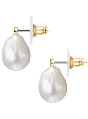Lulu & Jane Perlen-Ohrstecker aus Metall-Legierung mit Muschelkernperle in gelbgold