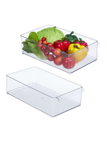 relaxdays 2 x Kühlschrank-Organizer in Transparent - (B)20,5 x (H)10 x (T)36,5 cm