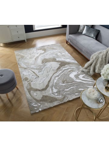 KADIMA DESIGN Luxuriöser Wohnzimmer Teppich mit metallischer Marmorierung in Beige