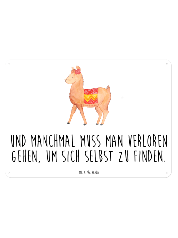 Mr. & Mrs. Panda Blechschild Alpaka Stolz mit Spruch in Weiß