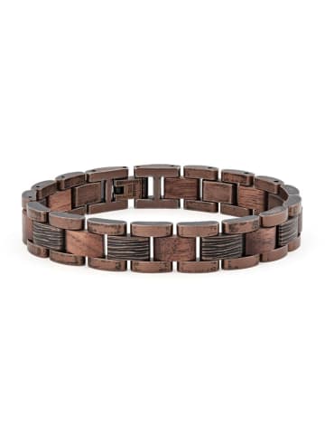 Holzkern Armband für Herren Edelstahl mit Holz Marked Walnuss/Kupferfarben Braun