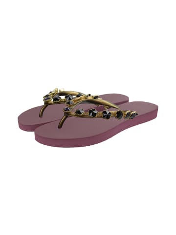 Uzurii Luxury Footwear platte hausschuhe Black Flower in rubin