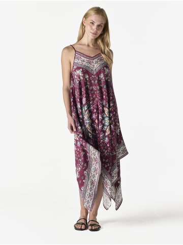 KOROSHI Langer Kleid mit bedruckten, spitzen Trägern in braun