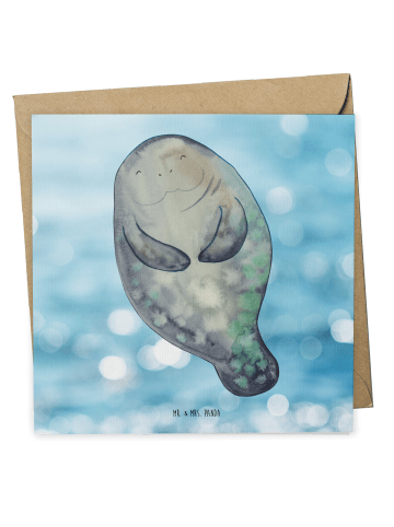 Mr. & Mrs. Panda Klappkarte Seekuh Happy ohne Spruch in OZeichenanblue