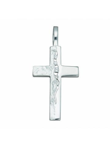 Adeliás Damen & Herren 925 Silber Kreuz Anhänger mit Zirkonia in silber