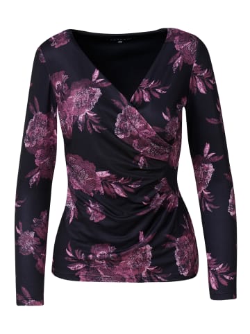 KOROSHI Damen Langarm-T-Shirt mit Crossover-Ausschnitt in SCHWARZ