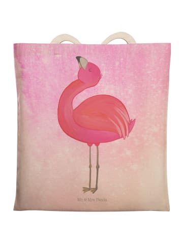 Mr. & Mrs. Panda Einkaufstasche Flamingo Stolz ohne Spruch in Aquarell Pink