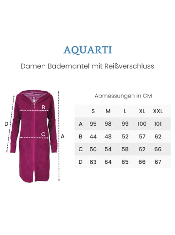 Aquarti Aquarti Damen Bademantel Reißverschluss Streifenmuster in pink