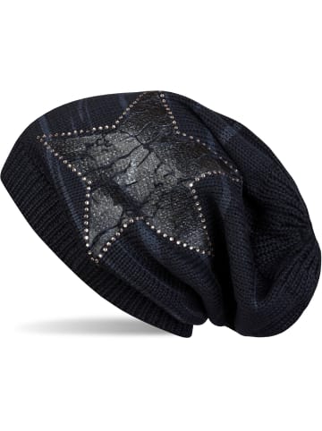 styleBREAKER Feinstrick Beanie Mütze in Midnight-Blue / Anthrazit