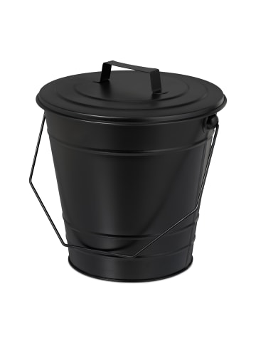 relaxdays Ascheeimer in Schwarz - 7 l