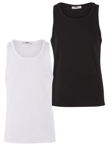 DEF Tanks & Camis in bright white+jet black