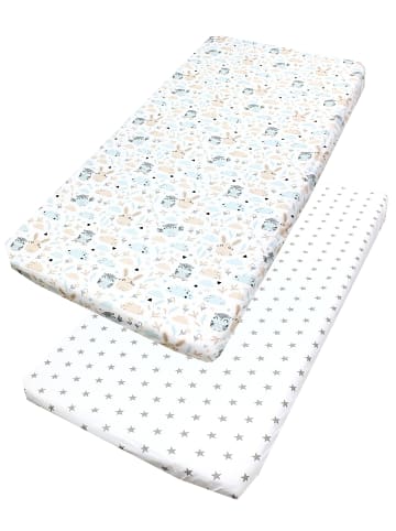 TupTam Baby Kinder Spannbettlaken 2er Pack in beige/grau