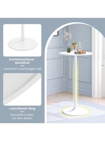 COSTWAY 2er Set Bartisch Stehtisch Ø60 x 56/101,5 cm in Weiß