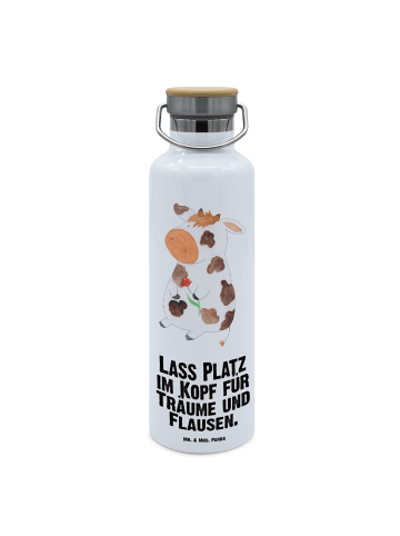 Mr. & Mrs. Panda Feldflasche Kuh mit Spruch in Weiß