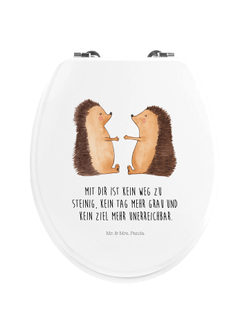 Mr. & Mrs. Panda Motiv WC Sitz Igel Liebe mit Spruch in Weiß
